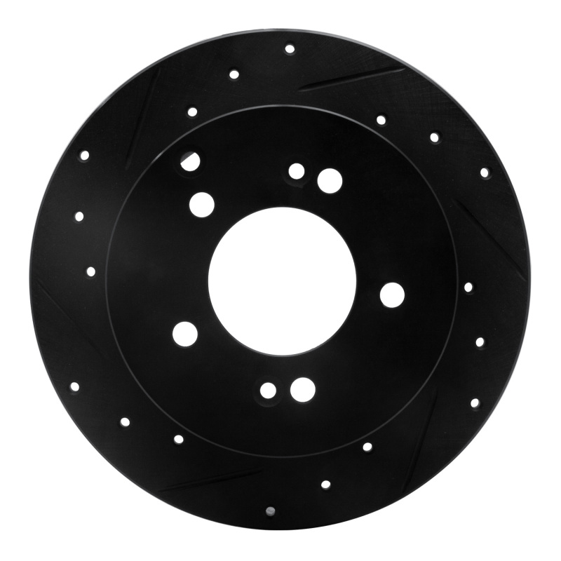 Kia Rondo Brake Rotor (1) - Rear Left - R1 Concepts - Drilled & Slotted - Black - `07-`12